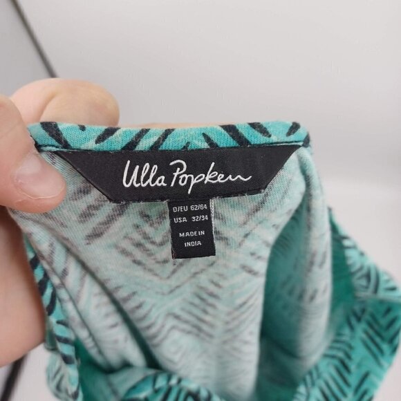 Ulla Popken Border Blues Print V-Neck Cotton Knit Tunic Top Tribal Ombre 32/34 - Picture 7 of 11